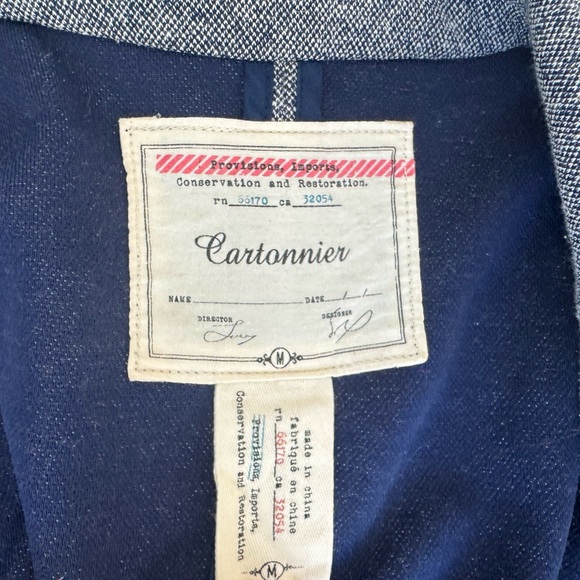 Anthropologie Cartonnier Blazer Blue Grey Size Medium - Picture 3 of 3